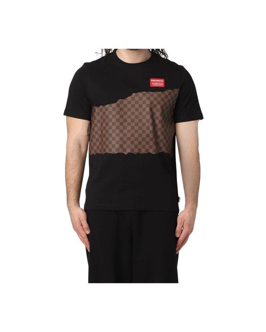 Sprayground Tops ,Zwart ,Katoen Checkered Nero T-Shirt in het Black voor heren