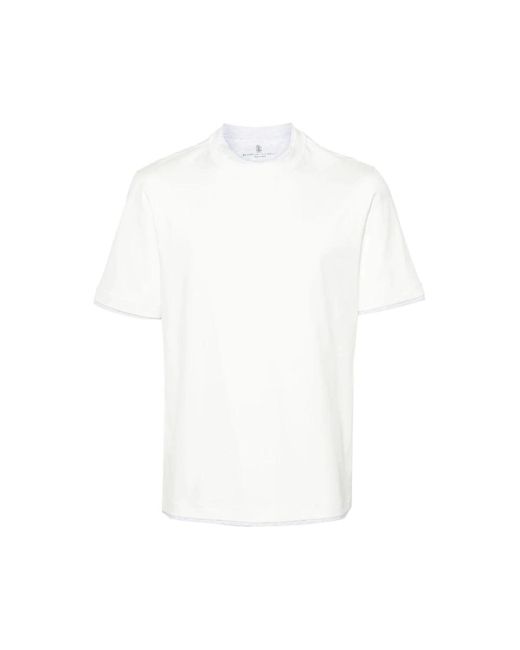 Brunello Cucinelli Schichtiger baumwoll-t-shirt in White für Herren