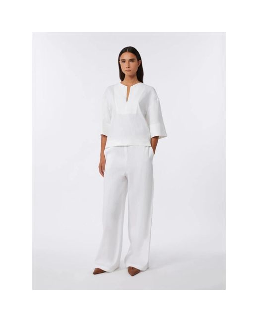 Max Mara White Wide Trousers