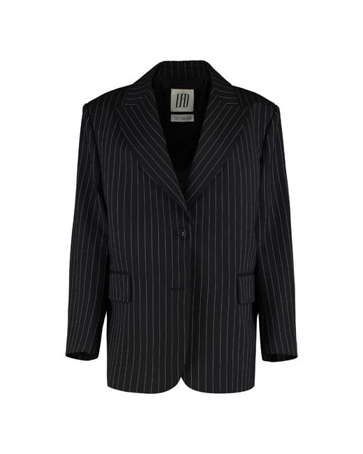 LES FILLES D'EVA Jassen ,Zwart ,Wol Oversized Pinstriped Blazer in het Black
