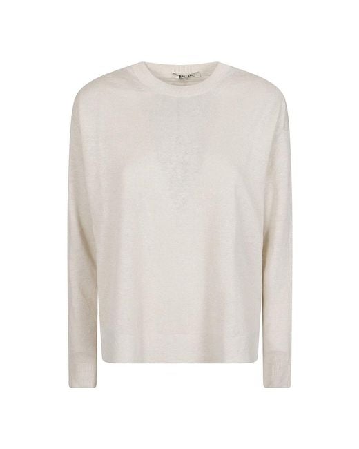 Max Mara White Round-Neck Knitwear