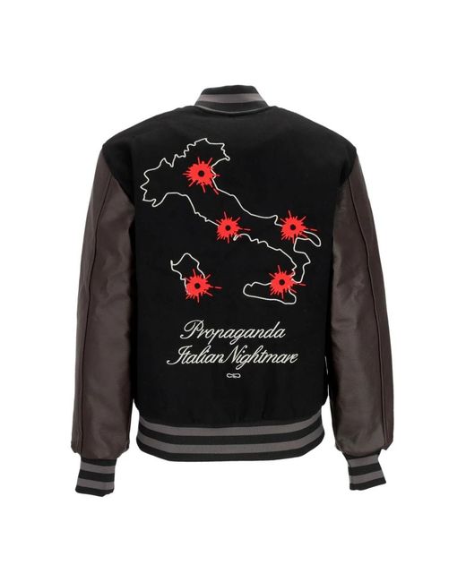 Propaganda Jassen ,Zwart ,Polyester Nightmare Varsity College Jack Zwart/Bruin in het Black voor heren