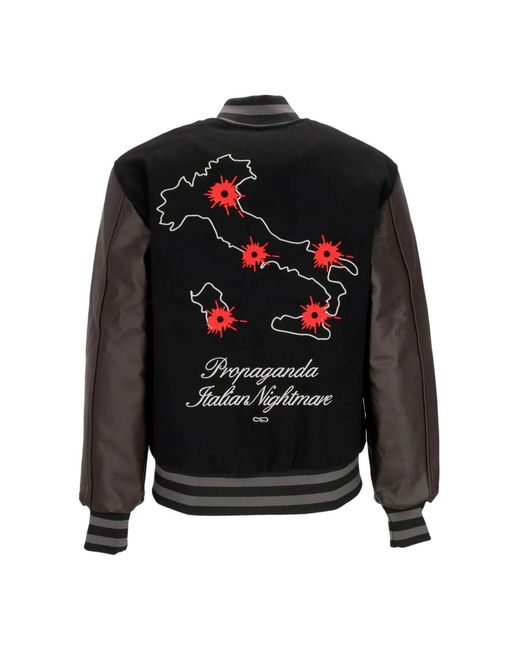 Propaganda Jassen ,Zwart ,Polyester Nightmare Varsity College Jack Zwart/Bruin in het Black voor heren