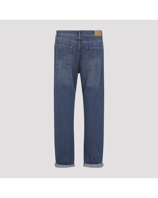 Brunello Cucinelli Blue Straight Fit Jeans for men