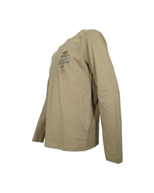 Aeronautica Militare Green Long Sleeve T-Shirts for men