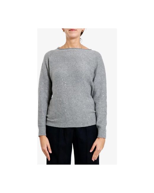 Gran Sasso Micro Sequins Boat Neck in het Gray