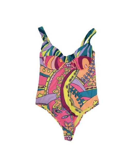ME FUI Badmode ,Veelkleurig ,Polyester Badpak Met Gesp in het Red