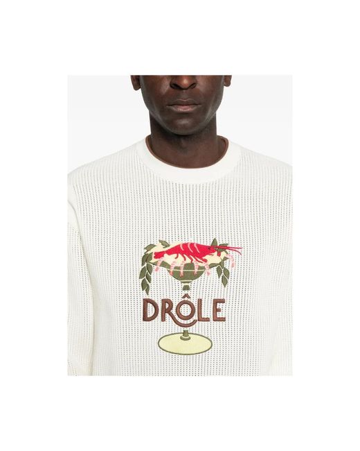 Drole de Monsieur White Round-Neck Knitwear for men
