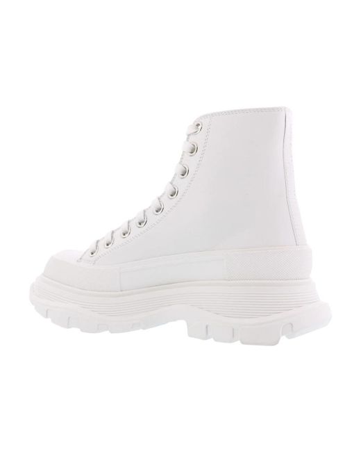 Alexander McQueen White Lace-Up Boots