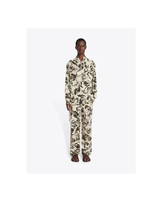 Dries Van Noten Reißverschluss Hemd Schwarz Marmor Barock in Black für Herren