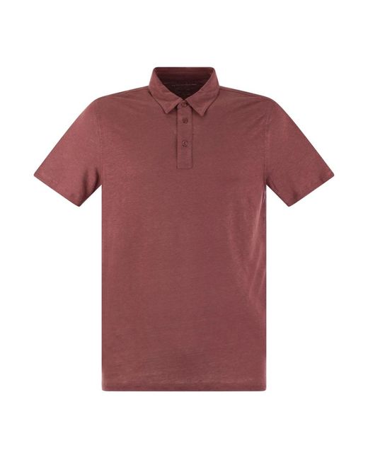 Majestic linen short sleeved polo shirt di Majestic Filatures in Red da Uomo