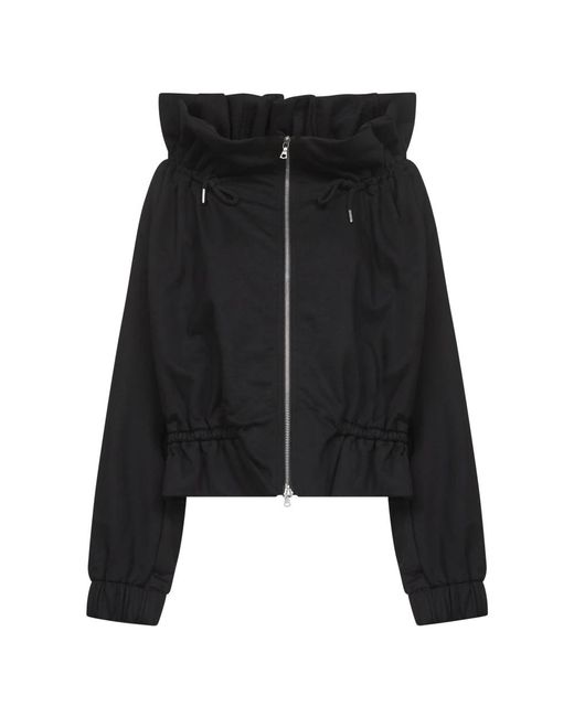 Dries Van Noten Hoodies & Sweatvesten ,Zwart ,Katoen Zwarte Sweater Met Ritssluiting in het Black