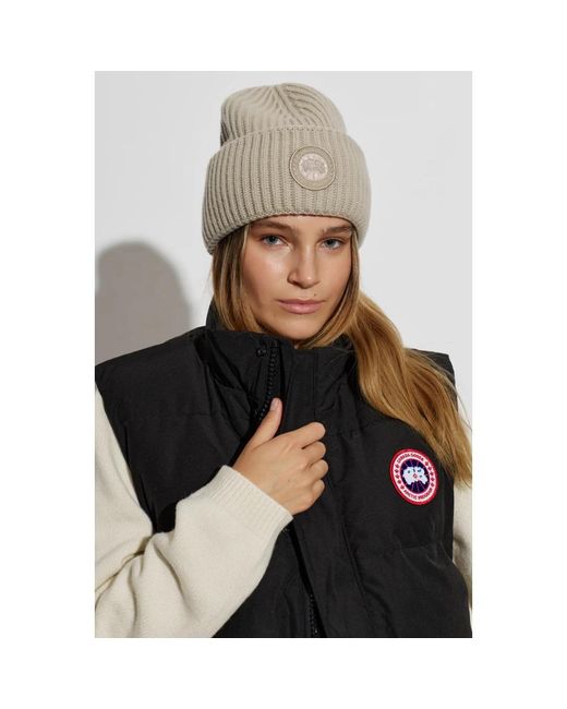 Canada Goose Brown Wollmütze Mit Logo-Patch