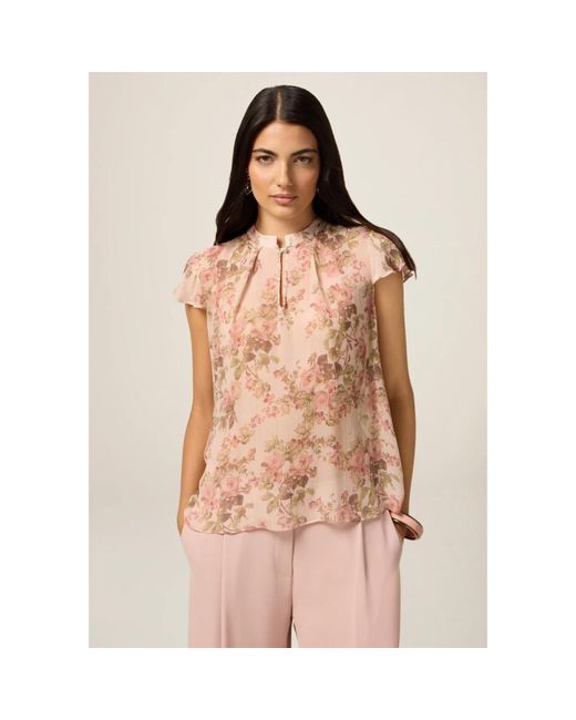 Oltre Gestructureerde Viscoseblouse in het Pink