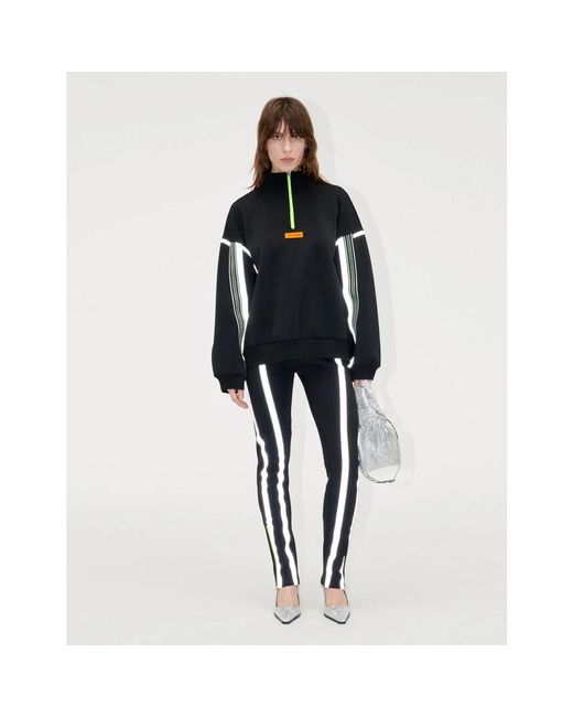 Stine Goya Jassen ,Zwart ,Neopreen Rib Blouse Met Kwart Rits in het Black