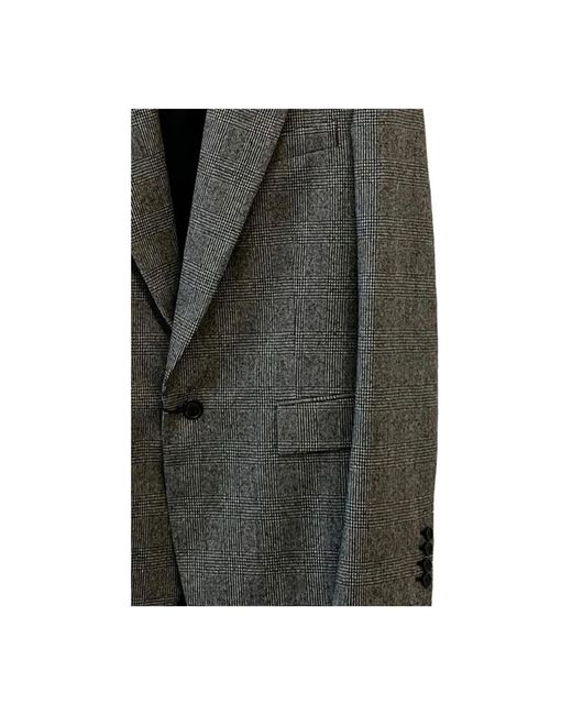 Saint Laurent Jassen ,Grijs ,Wol Prince Of Wales Wollen Flanellen Jas in het Black voor heren