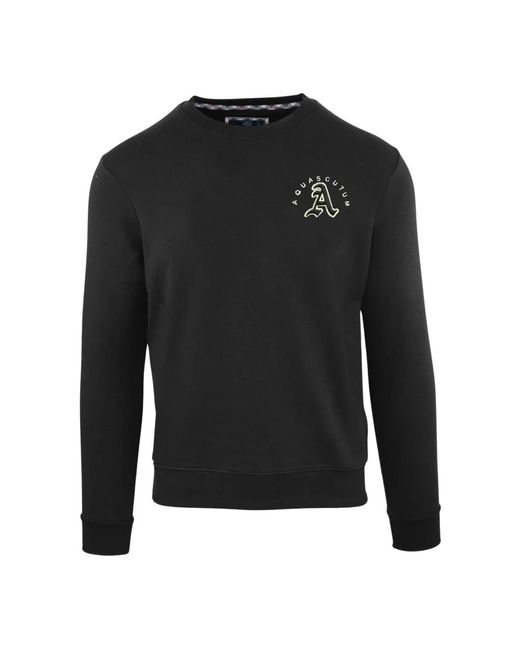 Aquascutum Baumwoll-sweatshirt gerippte bündchen logo in Black für Herren