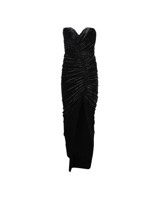 Alexandre Vauthier Black Ruched Velvet Evening Dress With Silhouette And High Slit