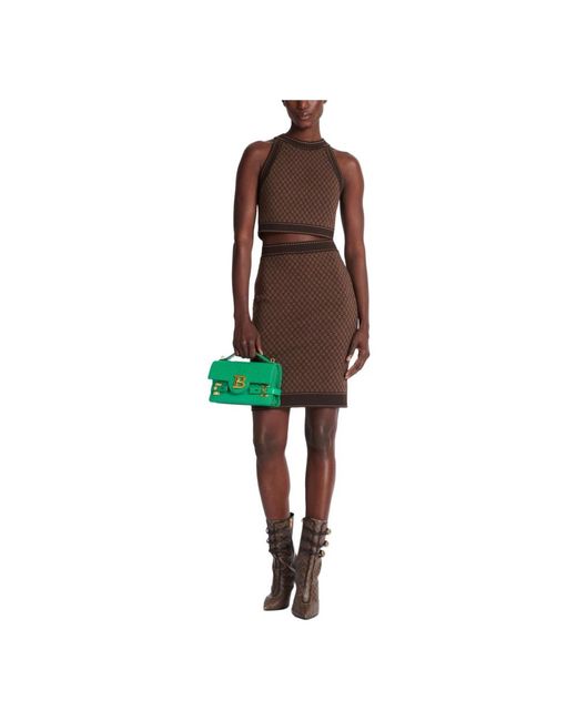 Balmain Mini Monogram Jacquard Top in het Brown