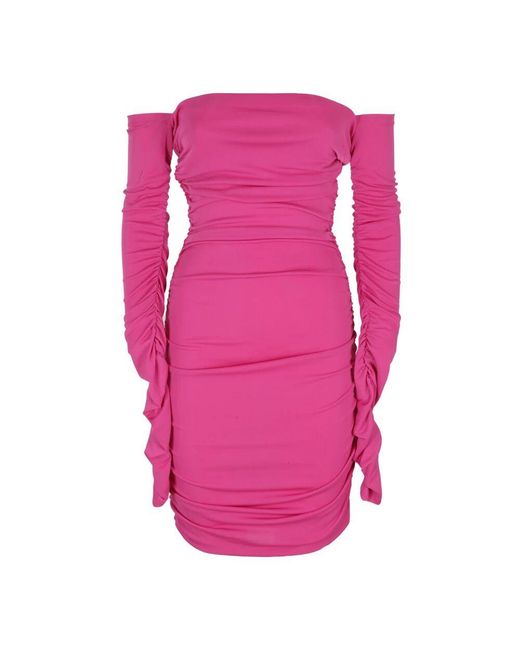 ANDAMANE Pink Mini leinenkleid