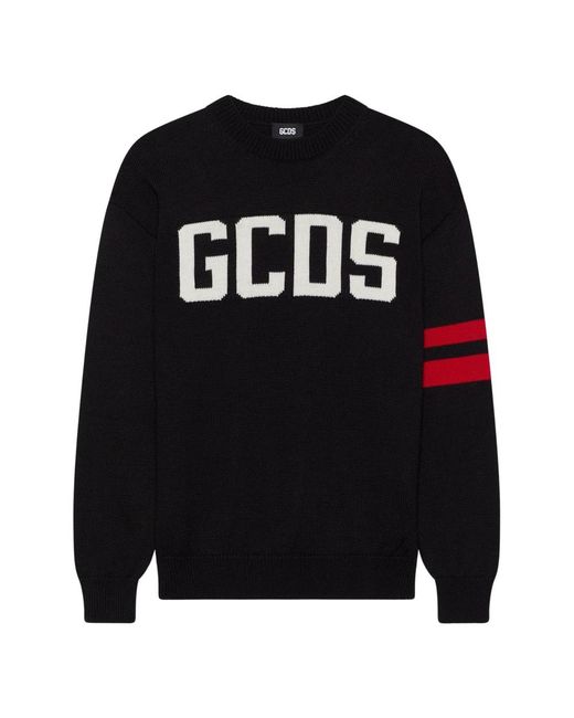 Gcds Black Round-Neck Knitwear for men