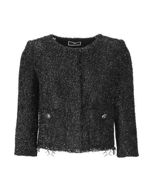 Tweed jackets Elisabetta Franchi de color Black
