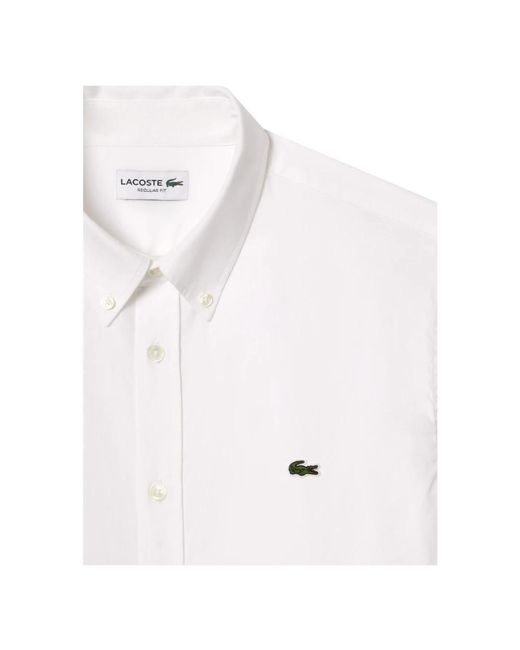 Lacoste Overhemden ,Wit ,Katoen Klassiek Overhemd Met Lange Mouwen Voor in het White voor heren
