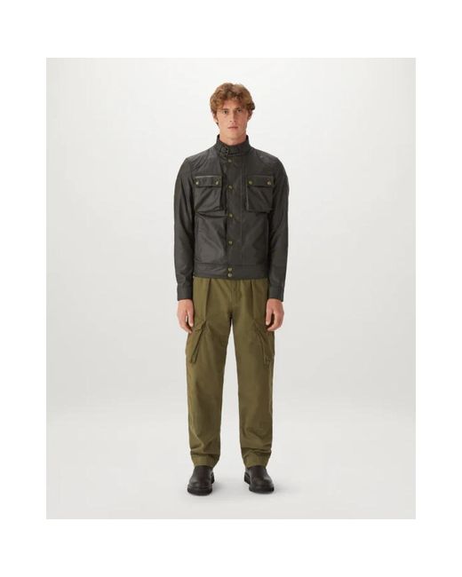 Belstaff Green Racemaster Waxed Jacket Faded Olive 50 for men