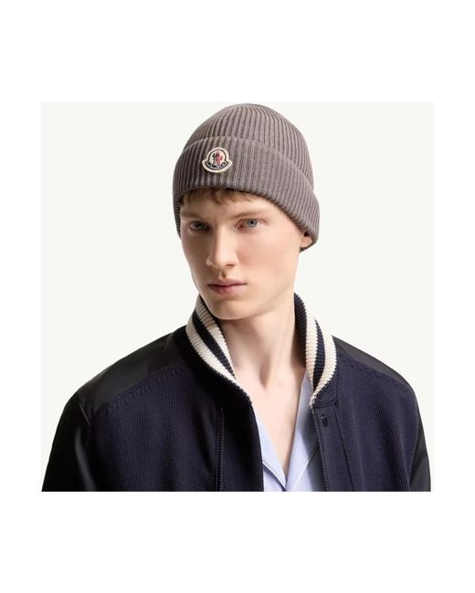 Moncler Logo Baumwollmütze in Gray für Herren