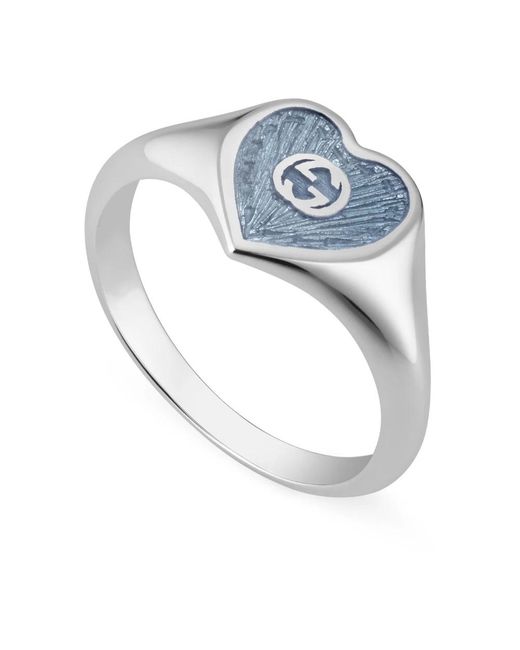 Gucci Interlocking G Heart Ring in het Metallic