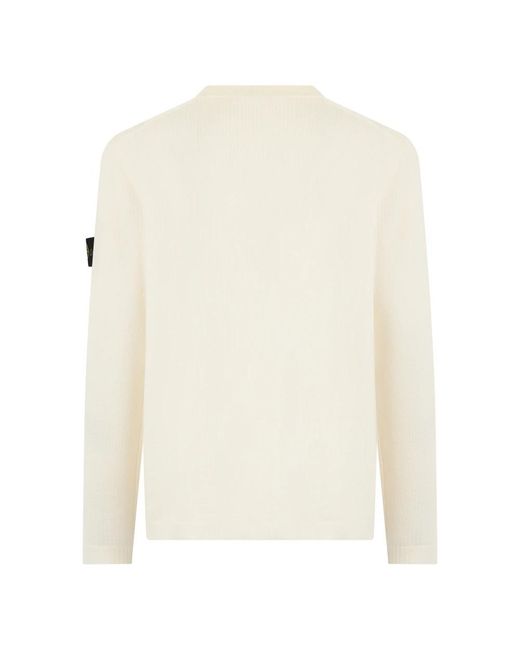 Stone Island White Round-Neck Knitwear for men