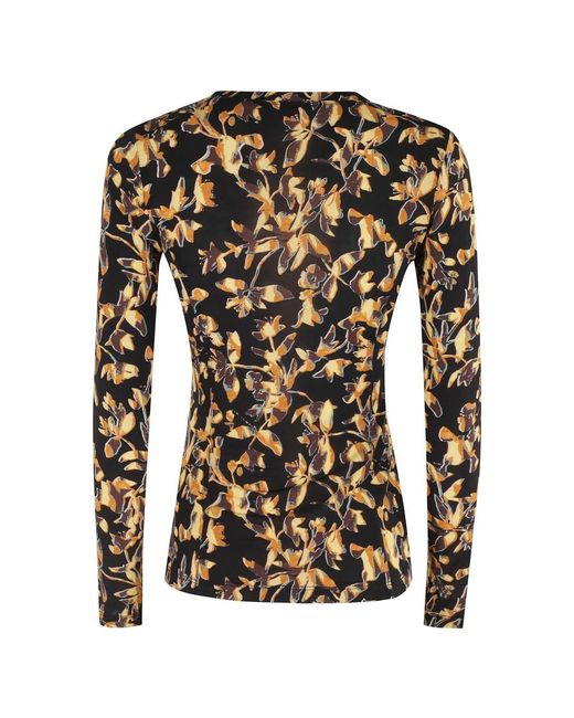 Ulla Johnson Aris Jersey Long Sleeve U Neck Top in het Brown