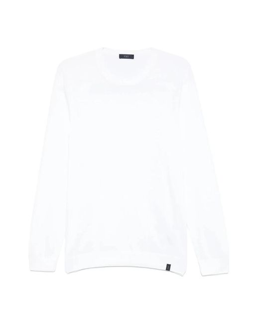 Fay White Round-Neck Knitwear for men
