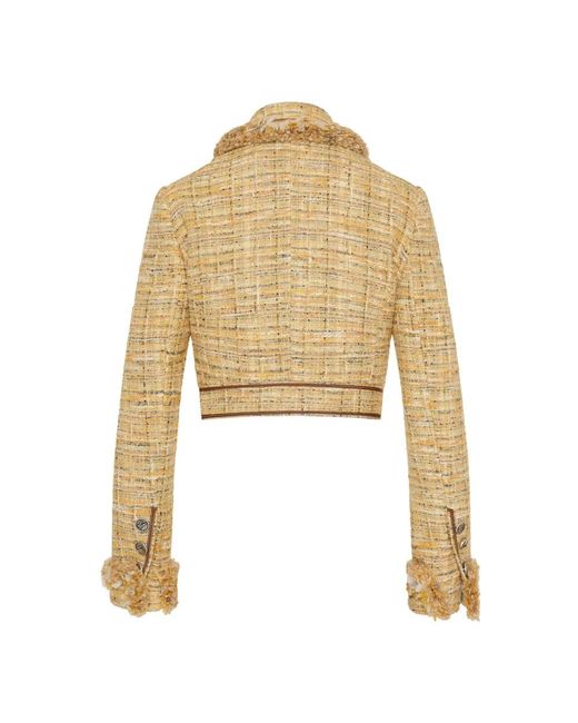 Etro Cropped Tweed Jas in het Natural