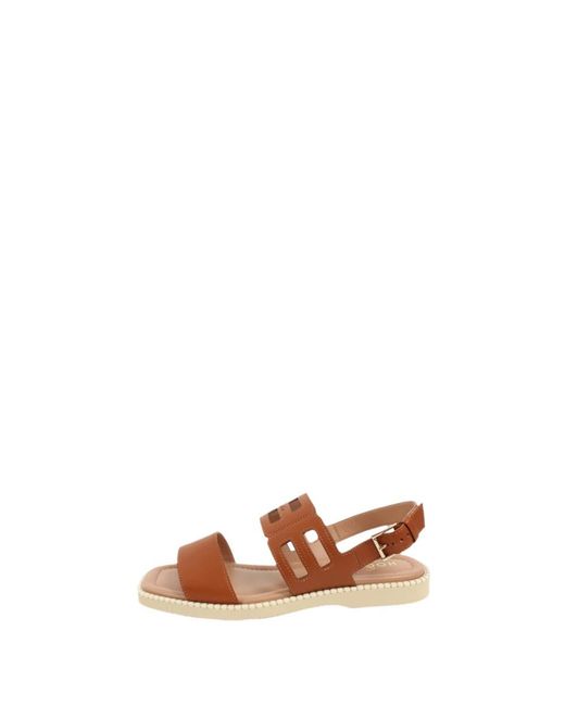 Hogan Brown Flat Sandalen