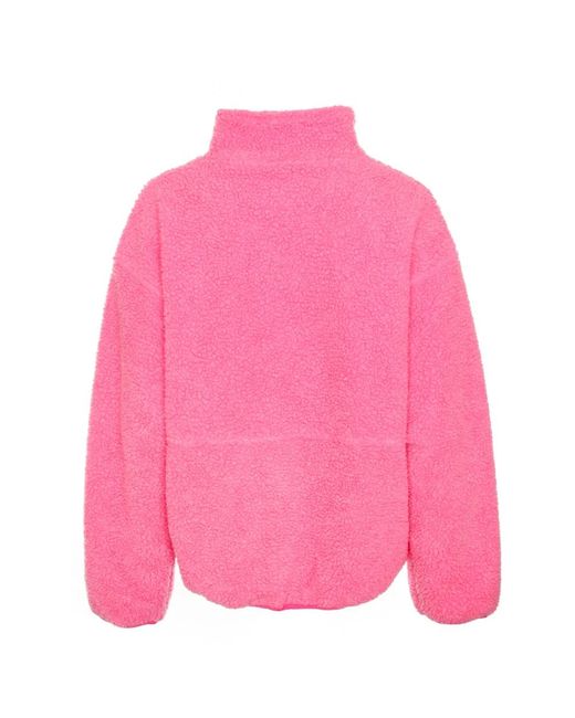 American Vintage Gezellig Fleece Jack Met Rits in het Pink