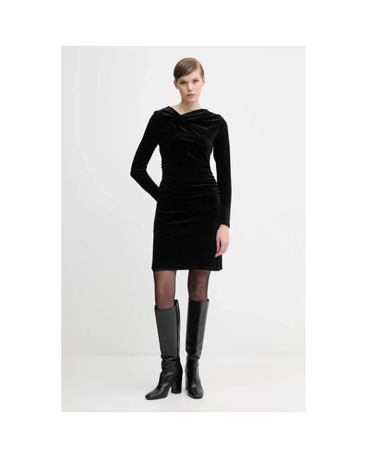 DKNY Stretch Knit Mini Jurk in het Black