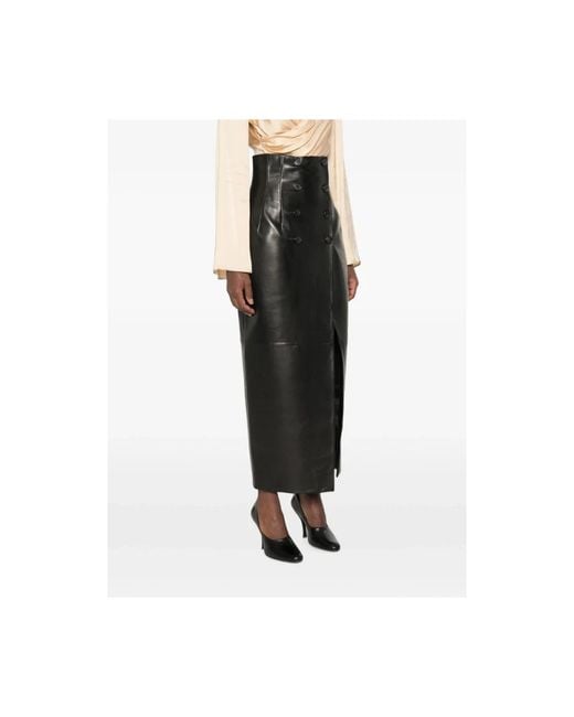 Khaite Black Leather Skirts