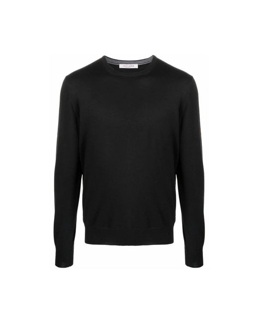 La Fileria Schwarzer woll rundhals pullover in Black für Herren