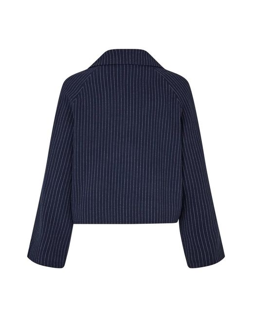 Lolly's Laundry Jassen ,Blauw ,Polyester Elegante Gestreepte Korte Jas in het Blue