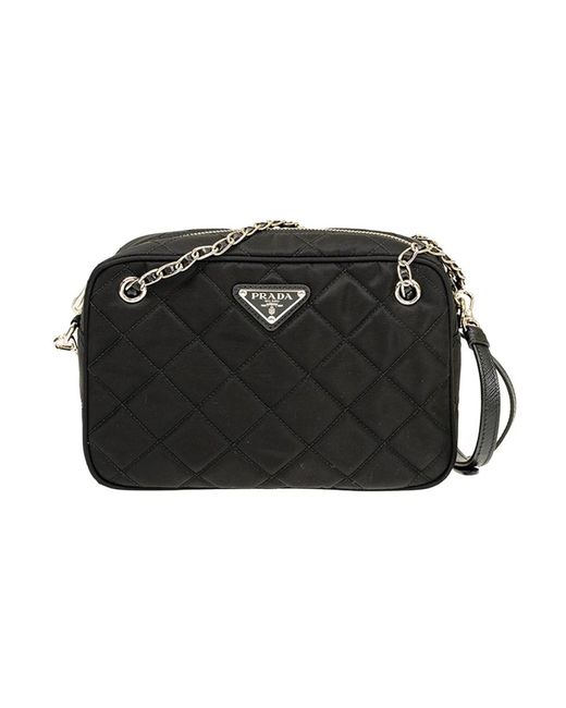 Prada Gewatteerde Ketting Schoudertas in het Black