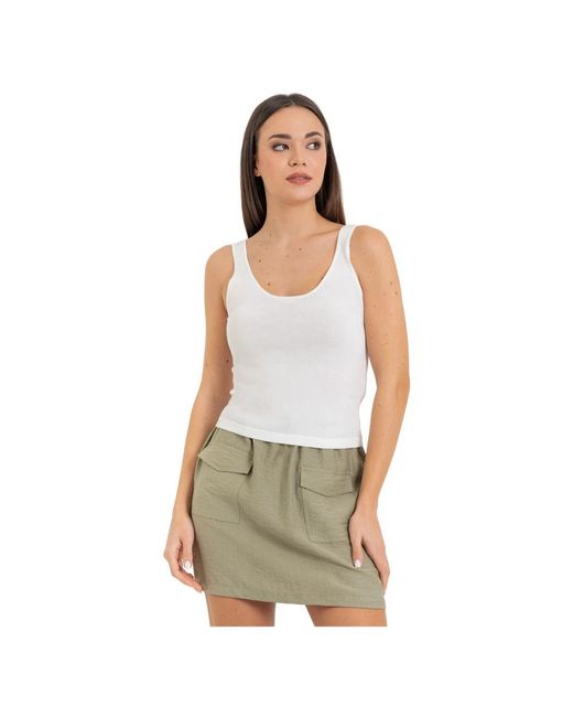Kocca White Sleeveless Tops