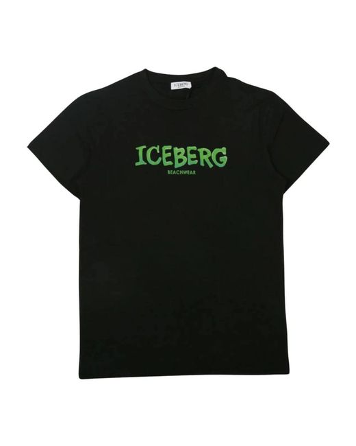 Iceberg Tops ,Zwart ,Katoen Verticale T-Shirt Zwart Katoen in het Black voor heren
