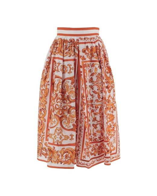 Dolce & Gabbana Orange Midi Skirts