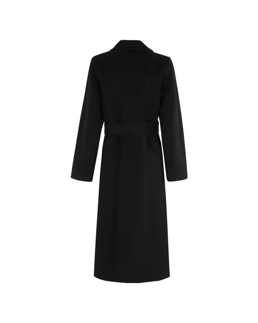 IVY & OAK Black Schwarzer Wollmantel Mit Revers