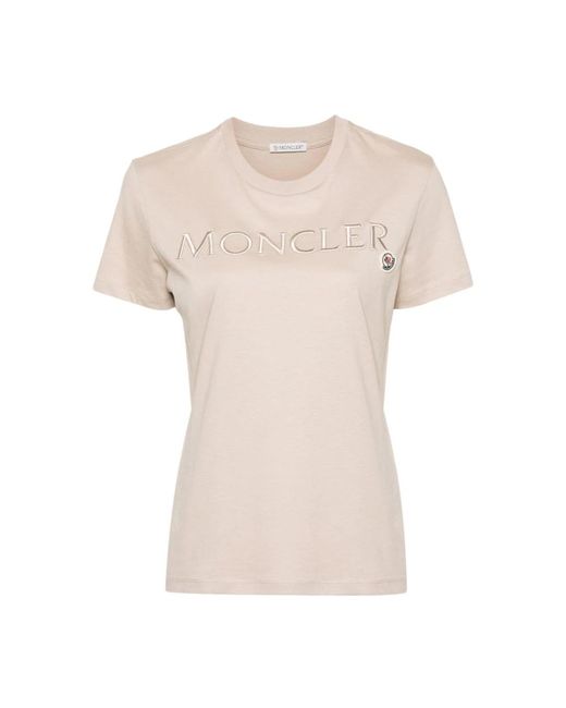 Camiseta casual de algodón Moncler de color Natural