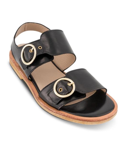 ANGULUS Schoenen ,Zwart ,Leer Handgemaakte Sandaal Met Gouden Gespen in het Brown