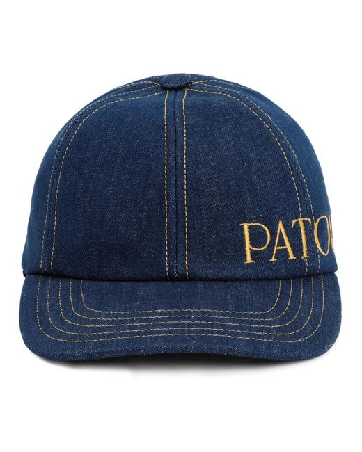 Cappello denim blu con logo di Patou in Blue