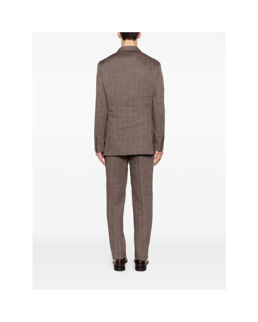 Brunello Cucinelli Brown Double Breasted Suits for men