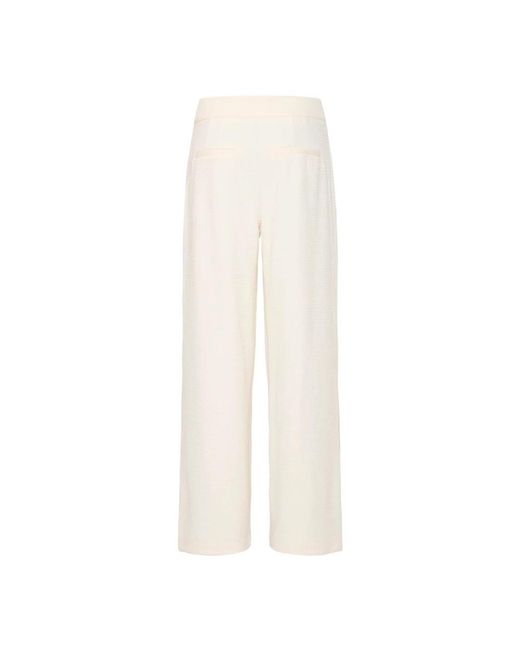 Ichi White Wide Trousers